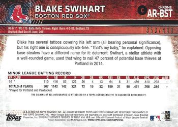 2015 Topps Chrome - Autographed Rookies Refractor #AR-BST Blake Swihart Back