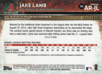 2015 Topps Chrome - Autographed Rookies Refractor #AR-JL Jake Lamb Back