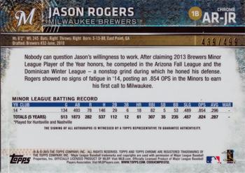 2015 Topps Chrome - Autographed Rookies Refractor #AR-JR Jason Rogers Back
