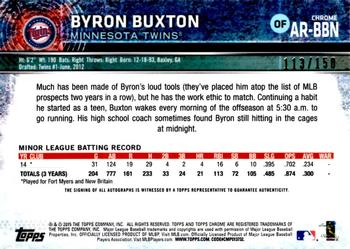 2015 Topps Chrome - Autographed Rookies Blue Refractors #AR-BBN Byron Buxton Back
