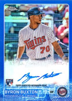 2015 Topps Chrome - Autographed Rookies Blue Refractors #AR-BBN Byron Buxton Front