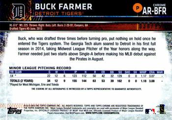 2015 Topps Chrome - Autographed Rookies Blue Refractors #AR-BFR Buck Farmer Back