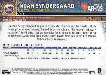 2015 Topps Chrome - Autographed Rookies Blue Refractors #AR-NS Noah Syndergaard Back