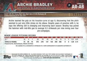2015 Topps Chrome - Autographed Rookies Orange Refractors #AR-AB Archie Bradley Back