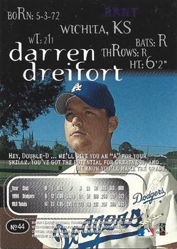 1999 SkyBox Thunder - Rant #44 Darren Dreifort Back