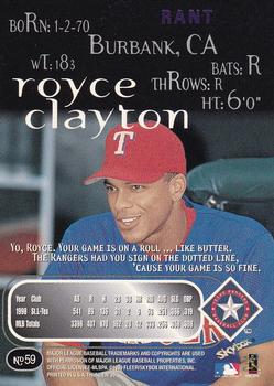 1999 SkyBox Thunder - Rant #59 Royce Clayton Back