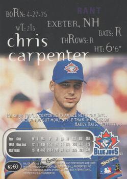 1999 SkyBox Thunder - Rant #60 Chris Carpenter Back