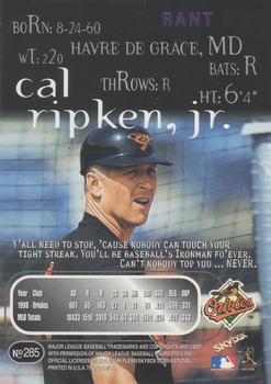 1999 SkyBox Thunder - Rant #285 Cal Ripken, Jr. Back