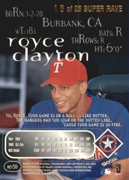 1999 SkyBox Thunder - Super Rave #59 Royce Clayton  Back