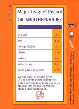 1999 SkyBox Thunder - Unleashed #10 (U) Orlando Hernandez  Back