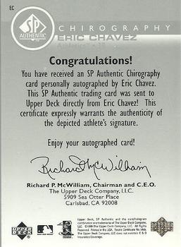 1999 SP Authentic - Chirography #EC Eric Chavez  Back