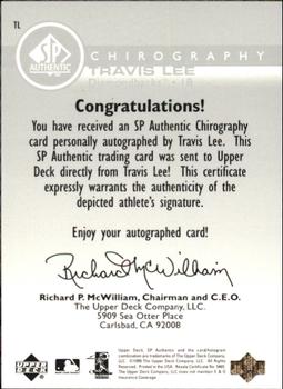 1999 SP Authentic - Chirography #TL Travis Lee  Back