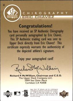 1999 SP Authentic - Chirography Gold #EC Eric Chavez Back