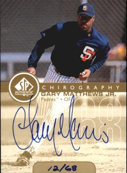 1999 SP Authentic - Chirography Gold #GMJ Gary Matthews Jr. Front