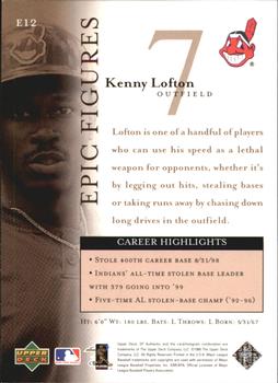 1999 SP Authentic - Epic Figures #E12 Kenny Lofton  Back