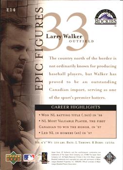 1999 SP Authentic - Epic Figures #E14 Larry Walker  Back