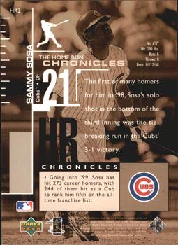 1999 SP Authentic - Home Run Chronicles #HR2 Sammy Sosa  Back