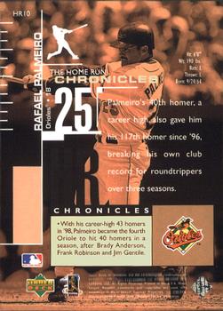1999 SP Authentic - Home Run Chronicles #HR10 Rafael Palmeiro  Back