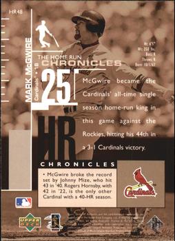 1999 SP Authentic - Home Run Chronicles #HR48 Mark McGwire  Back