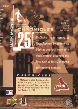1999 SP Authentic - Home Run Chronicles #HR54 Mark McGwire  Back