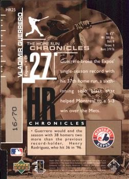 1999 SP Authentic - Home Run Chronicles Die Cuts #HR25 Vladimir Guerrero  Back