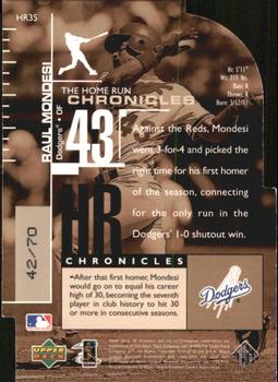 1999 SP Authentic - Home Run Chronicles Die Cuts #HR35 Raul Mondesi  Back