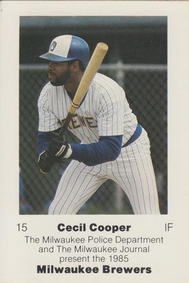 1985 Milwaukee Brewers Police #NNO Cecil Cooper Front