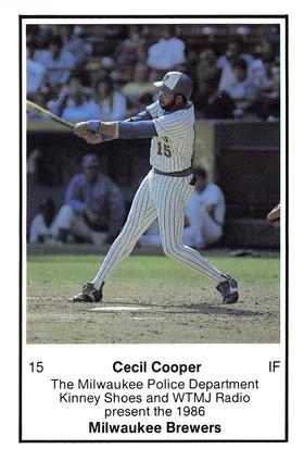 1986 Milwaukee Brewers Police #NNO Cecil Cooper Front