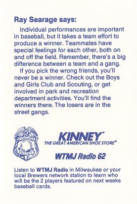 1986 Milwaukee Brewers Police #NNO Ray Searage Back