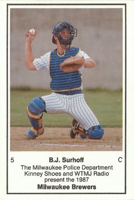1987 Milwaukee Brewers Police #NNO B.J. Surhoff Front