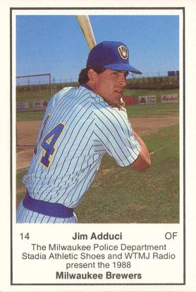 1988 Milwaukee Brewers Police #NNO Jim Adduci Front