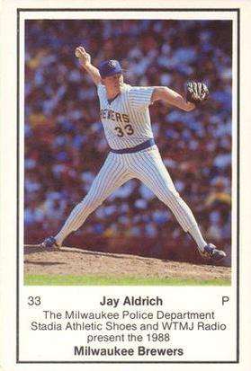 1988 Milwaukee Brewers Police #NNO Jay Aldrich Front