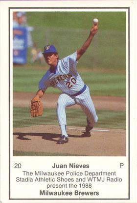 1988 Milwaukee Brewers Police #NNO Juan Nieves Front