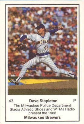 1988 Milwaukee Brewers Police #NNO Dave Stapleton Front