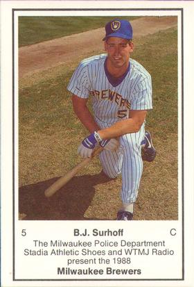 1988 Milwaukee Brewers Police #NNO B.J. Surhoff Front