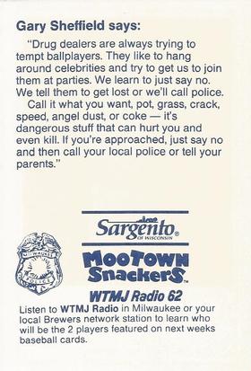 1989 Milwaukee Brewers Police #NNO Gary Sheffield Back