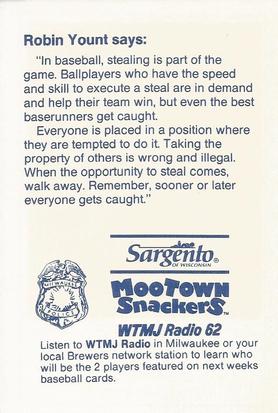 1989 Milwaukee Brewers Police #NNO Robin Yount Back