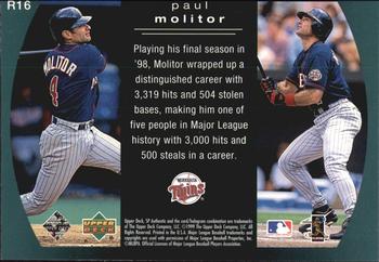 1999 SP Authentic - Reflections #R16 Paul Molitor  Back
