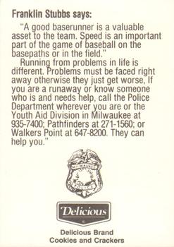1991 Milwaukee Brewers Police #NNO Franklin Stubbs Back