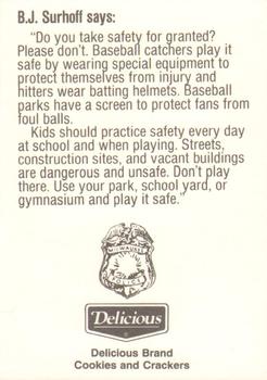 1991 Milwaukee Brewers Police #NNO B.J. Surhoff Back