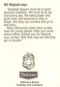 1991 Milwaukee Brewers Police #NNO Bill Wegman Back