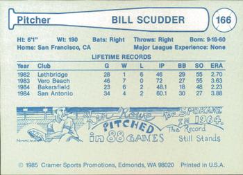 1985 Cramer Albuquerque Dukes #166 Bill Scudder Back
