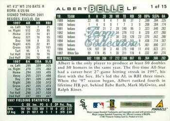 1998 Score Chicago White Sox #1 Albert Belle Back
