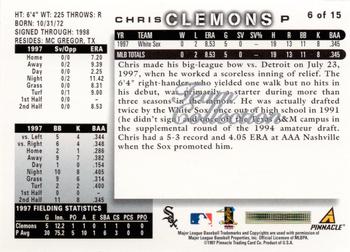 1998 Score Chicago White Sox #6 Chris Clemons Back