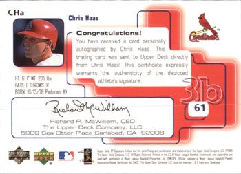 1999 SP Signature Edition - Autographs #CHa Chris Haas  Back