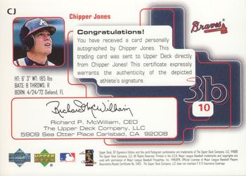 1999 SP Signature Edition - Autographs #CJ Chipper Jones  Back