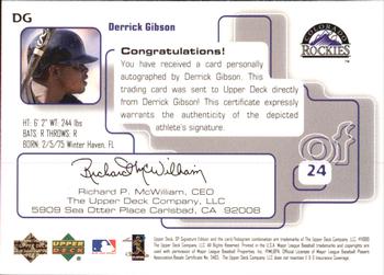 1999 SP Signature Edition - Autographs #DG Derrick Gibson  Back