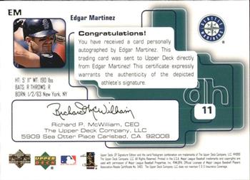1999 SP Signature Edition - Autographs #EM Edgar Martinez  Back