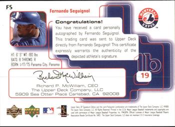 1999 SP Signature Edition - Autographs #FS Fernando Seguignol  Back