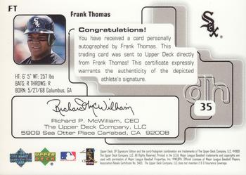1999 SP Signature Edition - Autographs #FT Frank Thomas  Back